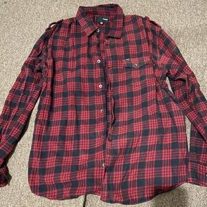 🏕️🔥Hurley Flannel in Red/Grey Long Sleeve Button Down Shirt